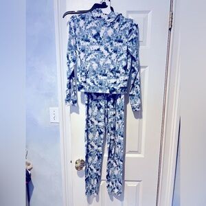 Sunset Sky Kids Blue Tie-Dye Matching Joggers and Hoodie Set